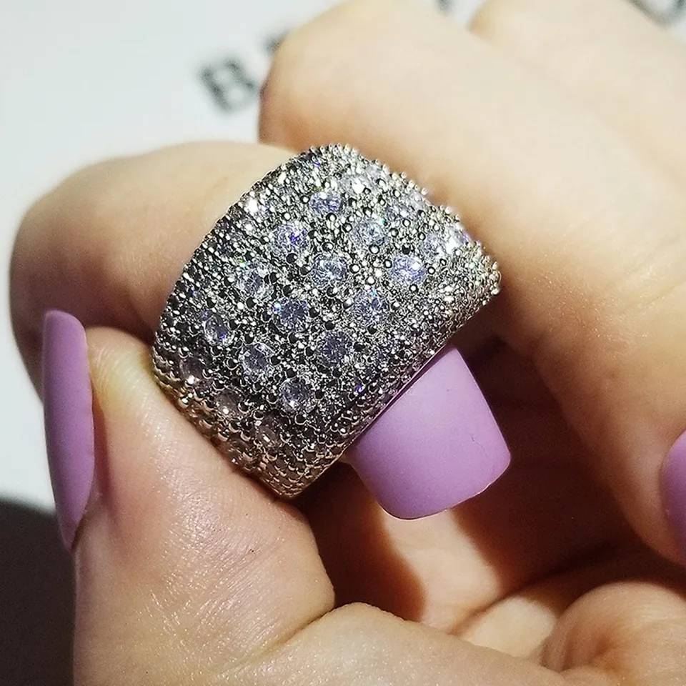 925 Sterling Silver CZ Crystals Wedding Engagement Ring Rings Wedding & Engagement Jewelry Women Jewelry 