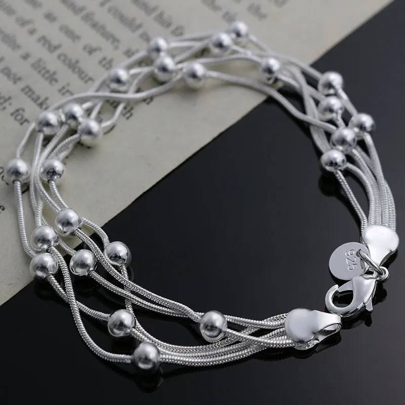 Silver Beads Snake Chain Bracelet Bracelets & Bangles Women Jewelry 