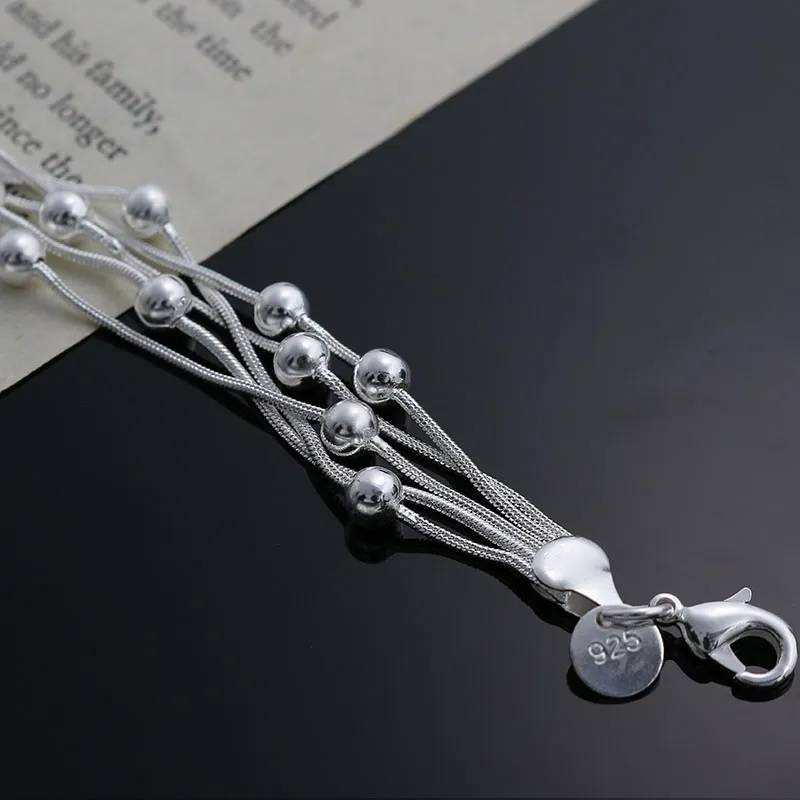 Silver Beads Snake Chain Bracelet Bracelets & Bangles Women Jewelry 