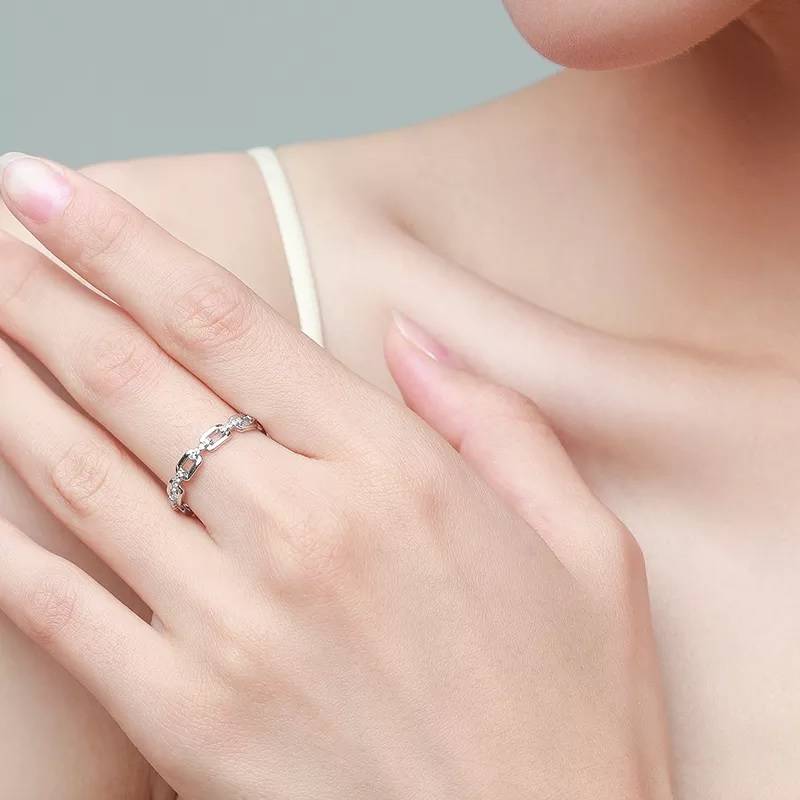 925 Sterling Silver Link Chains Stackable Ring Rings Wedding & Engagement Jewelry Women Jewelry 