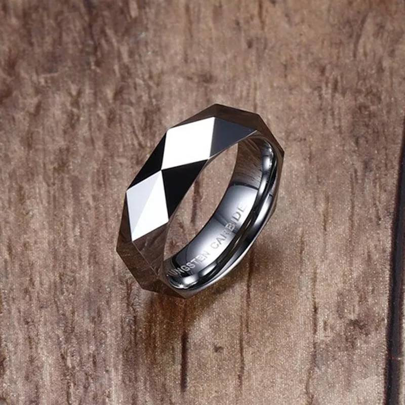 Faceted Beveled Edges Tungsten Carbide Wedding Band for Men Men Jewelry New Arrivals Rings Wedding & Engagement Jewelry 