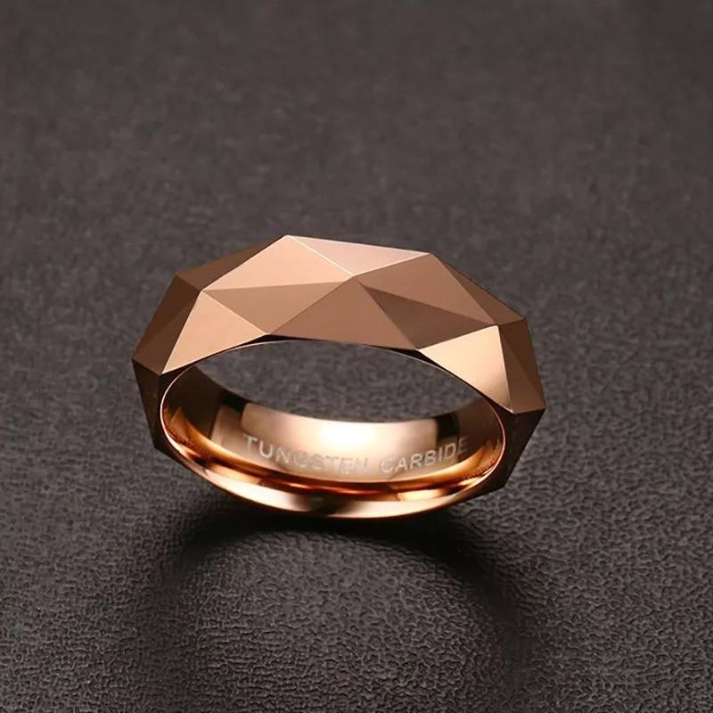 Faceted Beveled Edges Tungsten Carbide Wedding Band for Men Men Jewelry New Arrivals Rings Wedding & Engagement Jewelry 