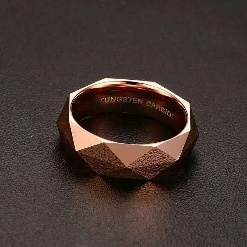 Faceted Beveled Edges Tungsten Carbide Wedding Band for Men Men Jewelry New Arrivals Rings Wedding & Engagement Jewelry 