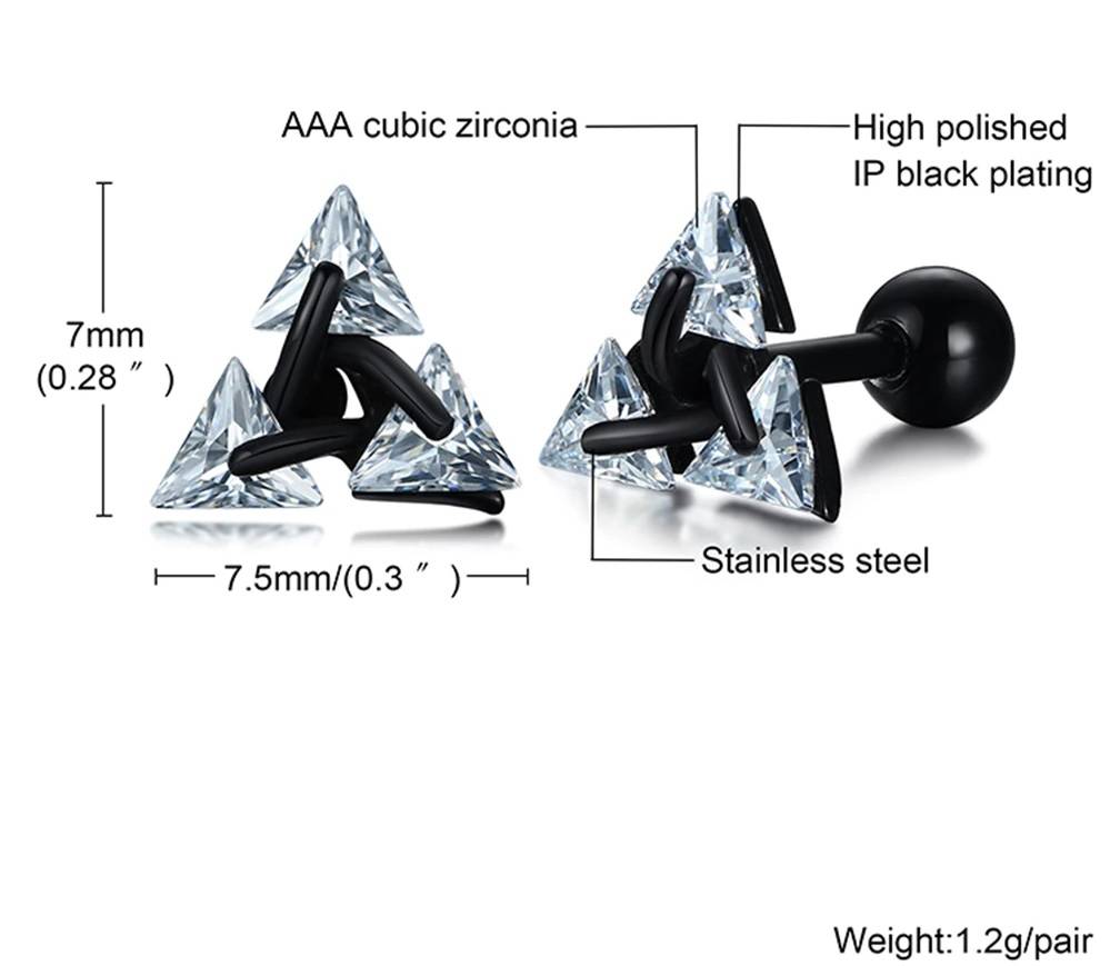 Men's Stud Earrings - Featuring Triangle Pierced Stud Earrings Earrings Men Jewelry New Arrivals 