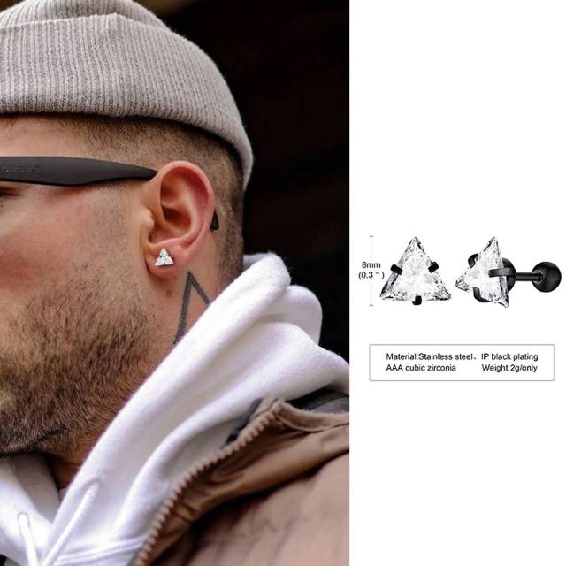 Men's Stud Earrings - Featuring Triangle Pierced Stud Earrings Earrings Men Jewelry New Arrivals 