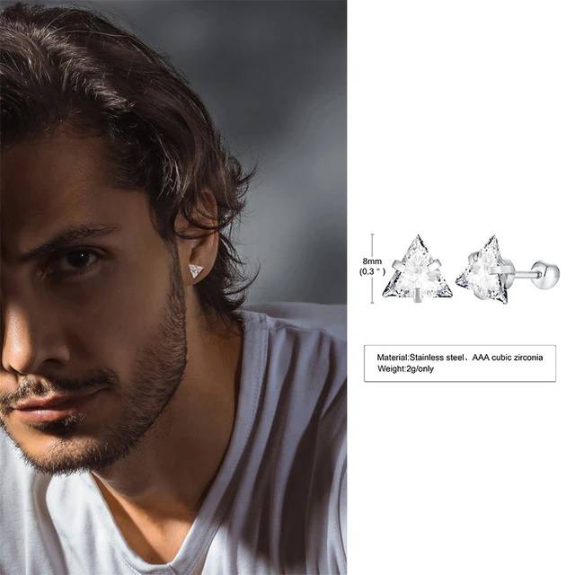 Men's Stud Earrings - Featuring Triangle Pierced Stud Earrings Earrings Men Jewelry New Arrivals 