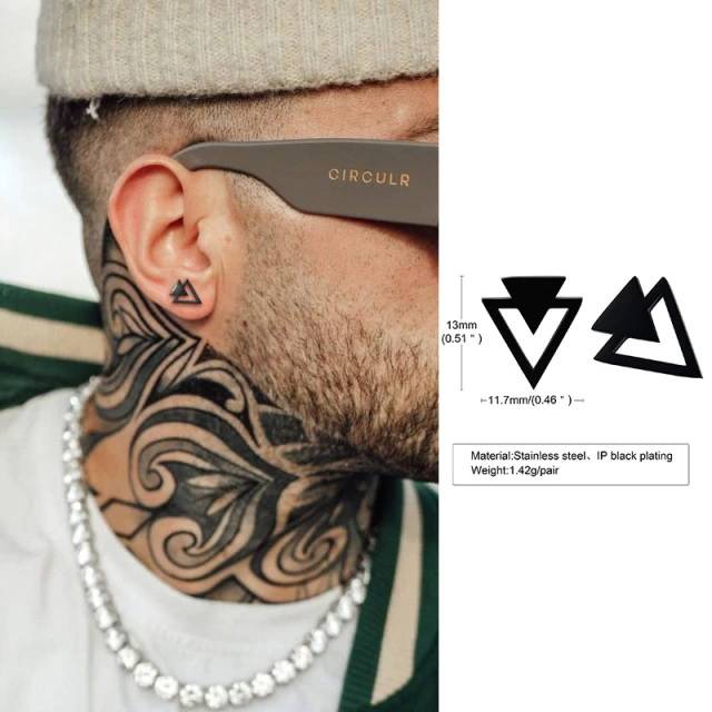 Men's Stud Earrings - Featuring Triangle Pierced Stud Earrings Earrings Men Jewelry New Arrivals 