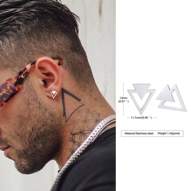 Men's Stud Earrings - Featuring Triangle Pierced Stud Earrings Earrings Men Jewelry New Arrivals 