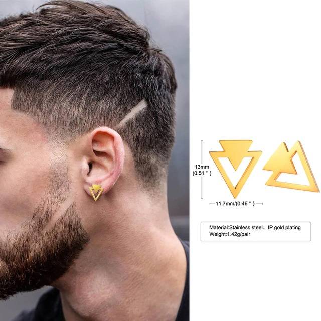 Men's Stud Earrings - Featuring Triangle Pierced Stud Earrings Earrings Men Jewelry New Arrivals 
