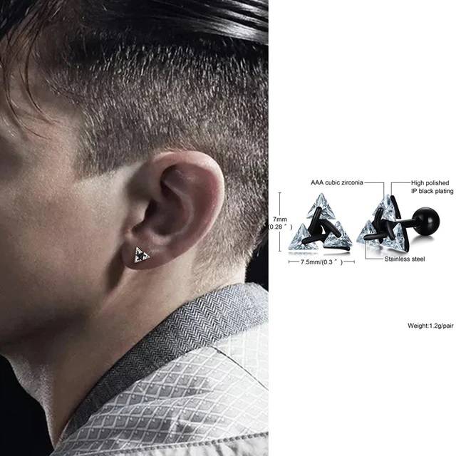 Men's Stud Earrings - Featuring Triangle Pierced Stud Earrings Earrings Men Jewelry New Arrivals 