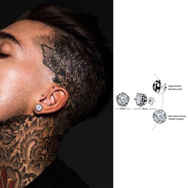 Men's Stud Earrings - Featuring Triangle Pierced Stud Earrings Earrings Men Jewelry New Arrivals 