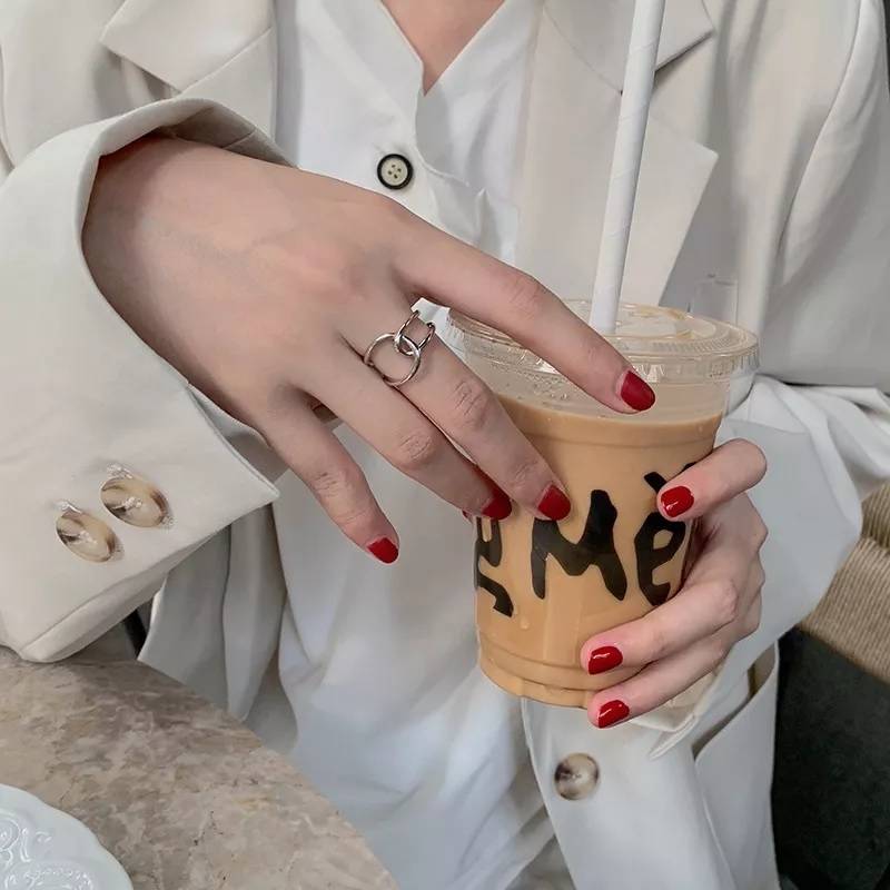 Minimalist Rectangular or Interlocked Oval Finger Ring Rings Women Jewelry 