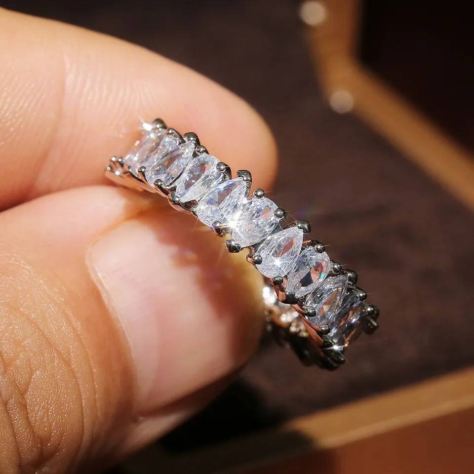 Dainty Waterdrop Cubic Zirconia Wedding Promise Ring New Arrivals Rings Wedding & Engagement Jewelry Women Jewelry 