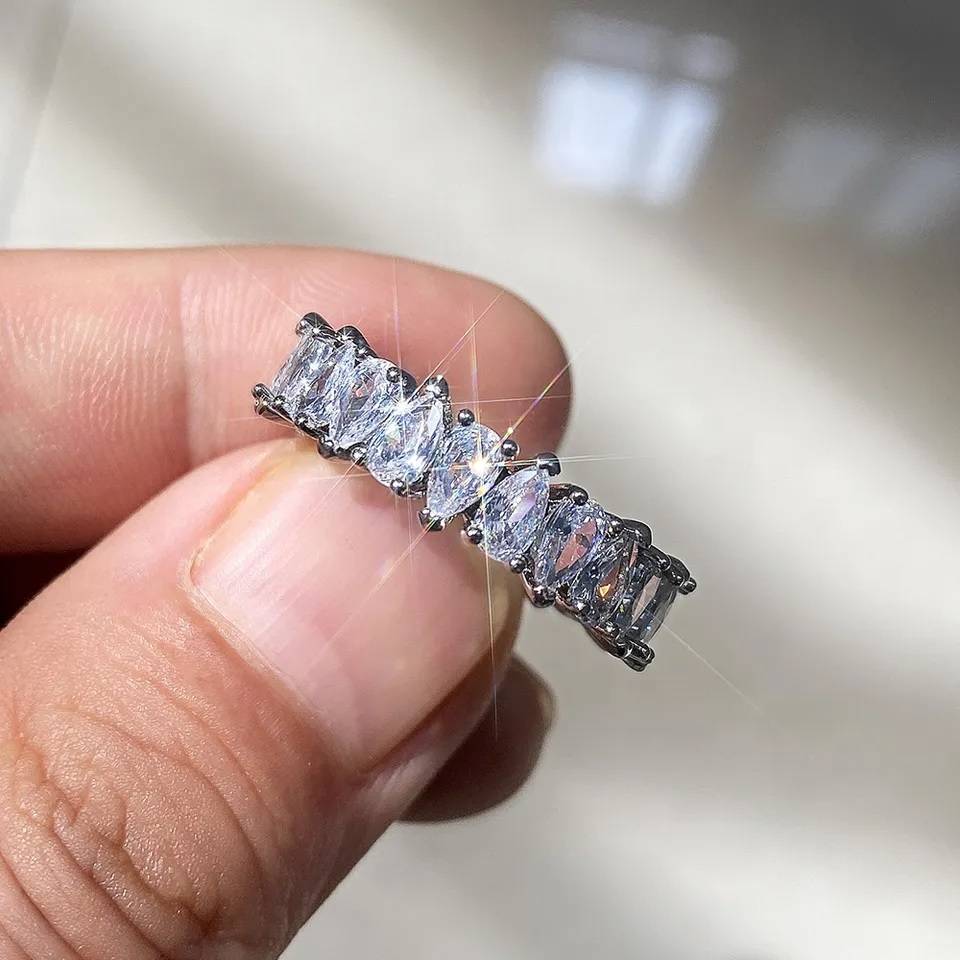 Dainty Waterdrop Cubic Zirconia Wedding Promise Ring New Arrivals Rings Wedding & Engagement Jewelry Women Jewelry 