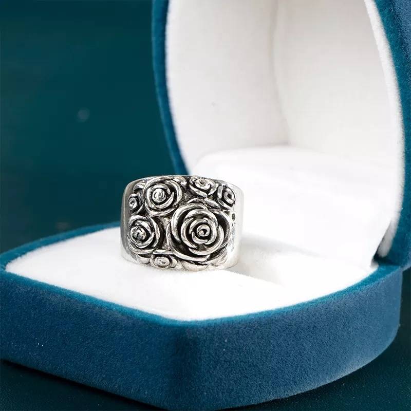 Vintage Roses Statement Cocktail Ring for Women 