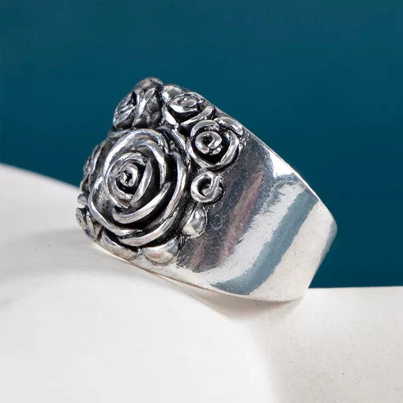 Vintage Roses Statement Cocktail Ring for Women 