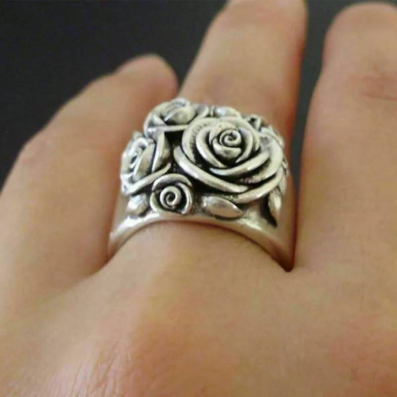 Vintage Roses Statement Cocktail Ring for Women 