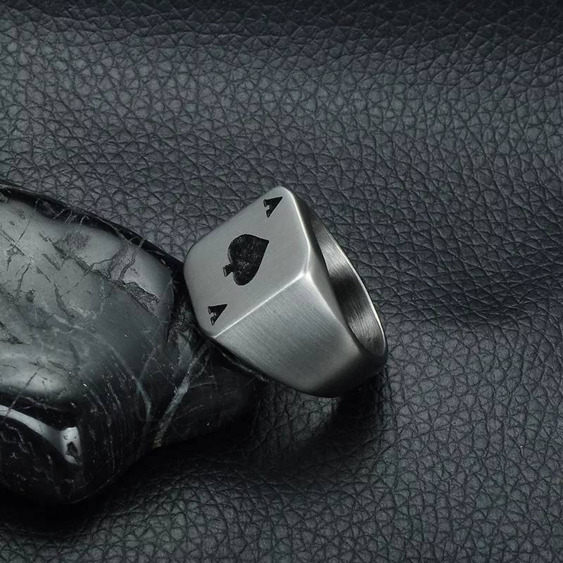 Poker Spades Stainless Steel Signet Ring Men Jewelry New Arrivals Rings 