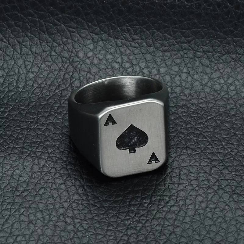 Poker Spades Stainless Steel Signet Ring Men Jewelry New Arrivals Rings 