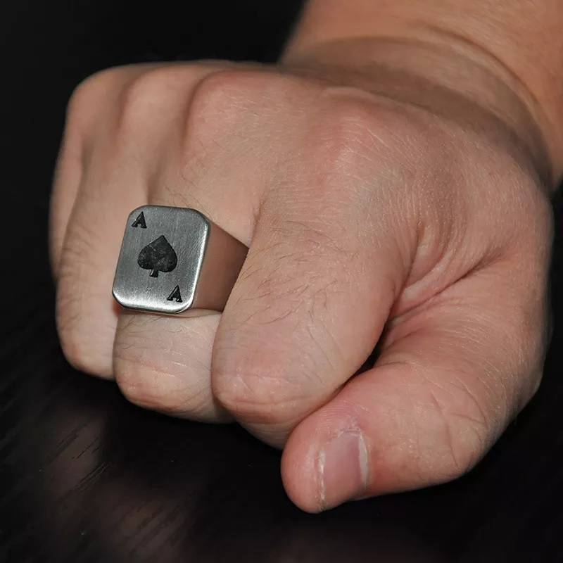 Poker Spades Stainless Steel Signet Ring Men Jewelry New Arrivals Rings 