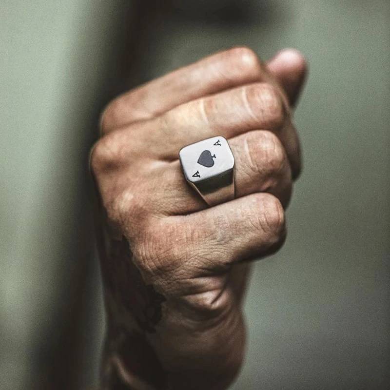 Poker Spades Stainless Steel Signet Ring Men Jewelry New Arrivals Rings 