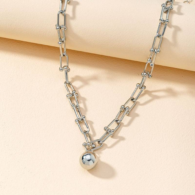 Vintage Metal Ball Pendant Big U Chains Necklace Necklaces New Arrivals Pendants Women Jewelry 