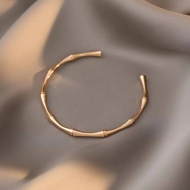 316L Stainless Steel Bamboo Bone Shaped Joint Bangle Cuff Bracelets & Bangles Women Jewelry 