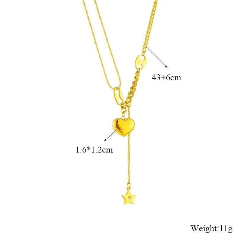316L Stainless Steel Love Heart Pendant Star Tassel Necklace Necklaces Pendants Women Jewelry 