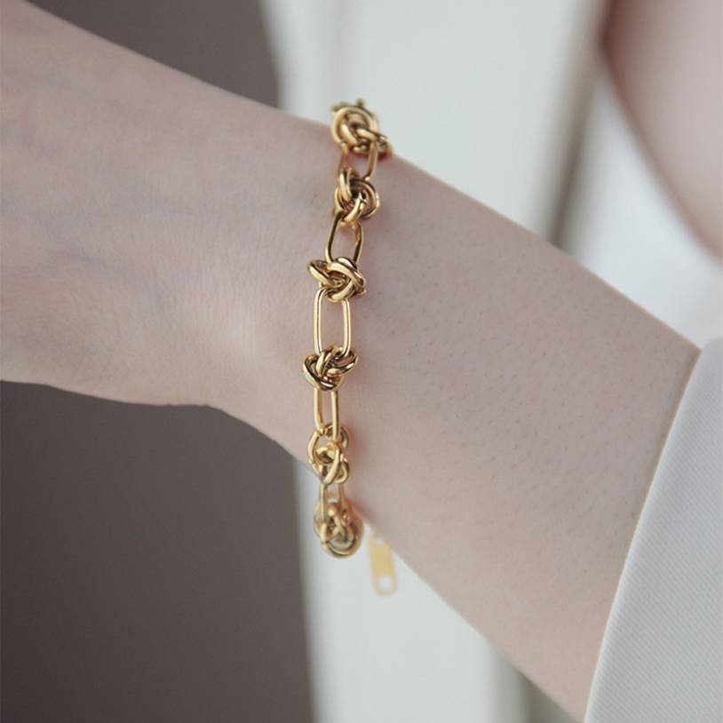 316L Stainless Steel Tie A Knot Charm Bracelet Bracelets & Bangles Women Jewelry 