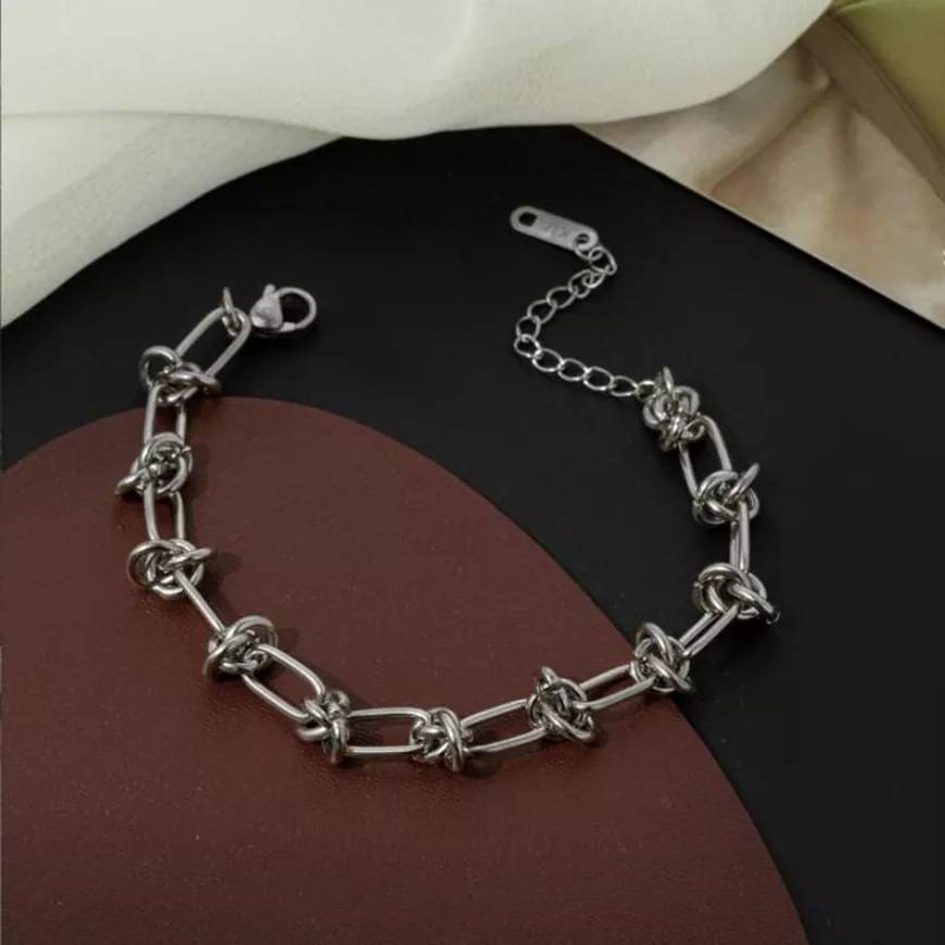 316L Stainless Steel Tie A Knot Charm Bracelet Bracelets & Bangles Women Jewelry 