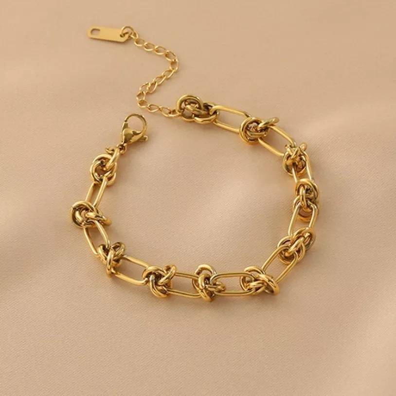 316L Stainless Steel Tie A Knot Charm Bracelet Bracelets & Bangles Women Jewelry 