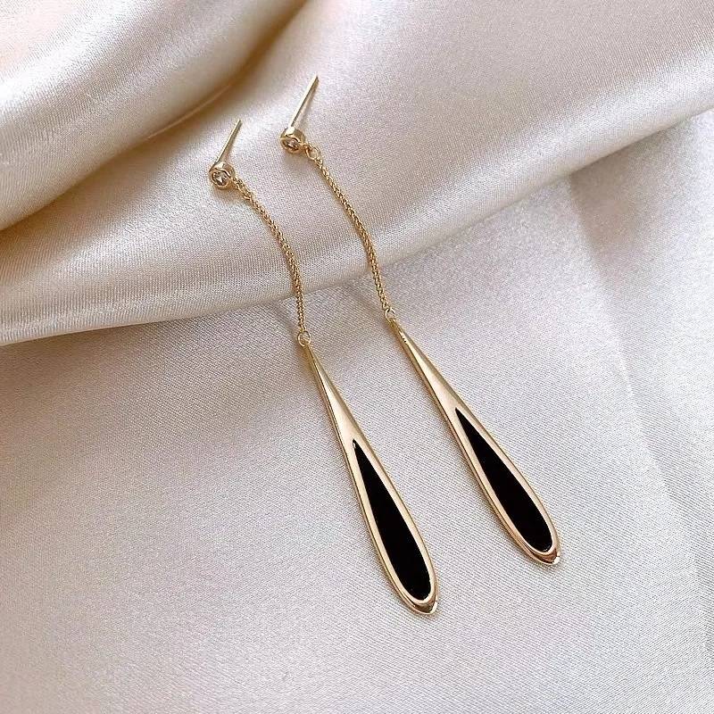 Black Waterdrop Long Tassel Party Earrings Earrings New Arrivals Women Jewelry 