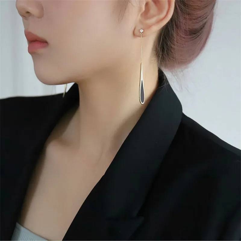 Black Waterdrop Long Tassel Party Earrings Earrings New Arrivals Women Jewelry 
