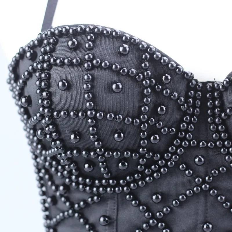 Crop Top Sexy Pearl Beaded Bustier Push Up Corset Bralette Body Jewelry Women Jewelry 
