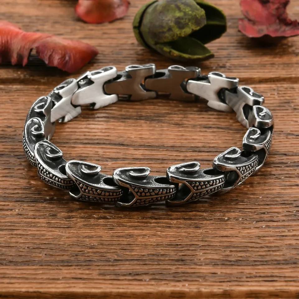316L Stainless Steel Snake Dragon's Scales Wristband Bracelet Bracelets & Cuffs Men Jewelry New Arrivals 