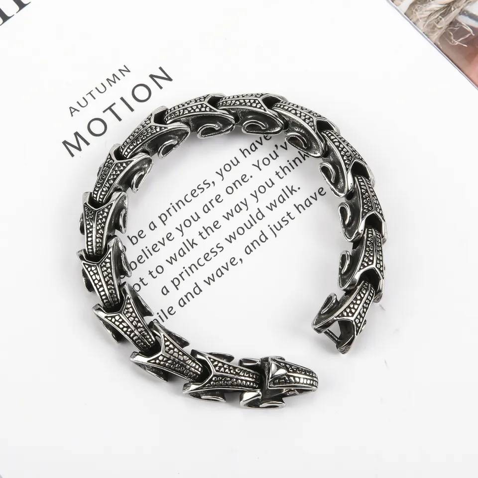 316L Stainless Steel Snake Dragon's Scales Wristband Bracelet Bracelets & Cuffs Men Jewelry New Arrivals 