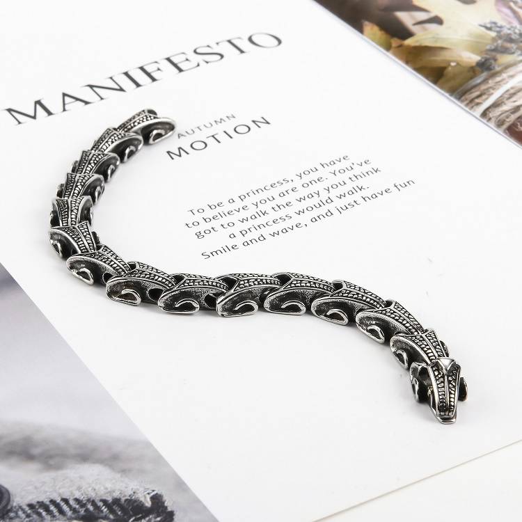 316L Stainless Steel Snake Dragon's Scales Wristband Bracelet Bracelets & Cuffs Men Jewelry New Arrivals 