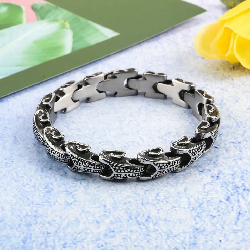 316L Stainless Steel Snake Dragon's Scales Wristband Bracelet Bracelets & Cuffs Men Jewelry New Arrivals 