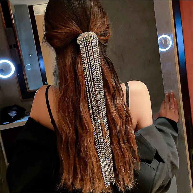 Long Tassels Rhinestones Barrette Hairpin for Women Body Jewelry New Arrivals Women Jewelry 