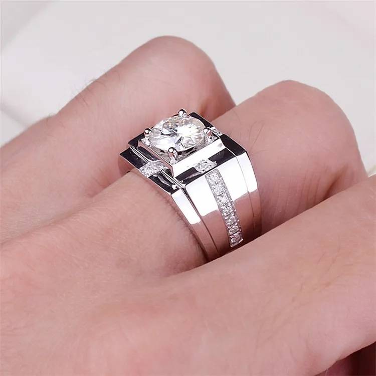 Luxury Silver Gold Round Cubic Zircon Wedding Ring for Men Men Jewelry New Arrivals Rings Wedding & Engagement Jewelry 