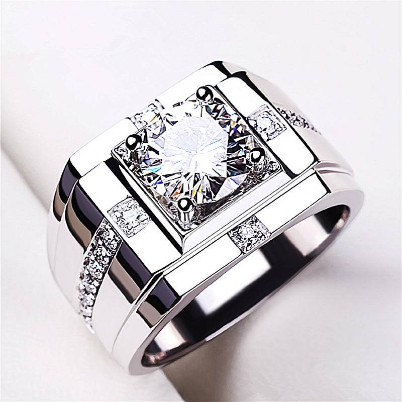 Luxury Silver Gold Round Cubic Zircon Wedding Ring for Men Men Jewelry New Arrivals Rings Wedding & Engagement Jewelry 