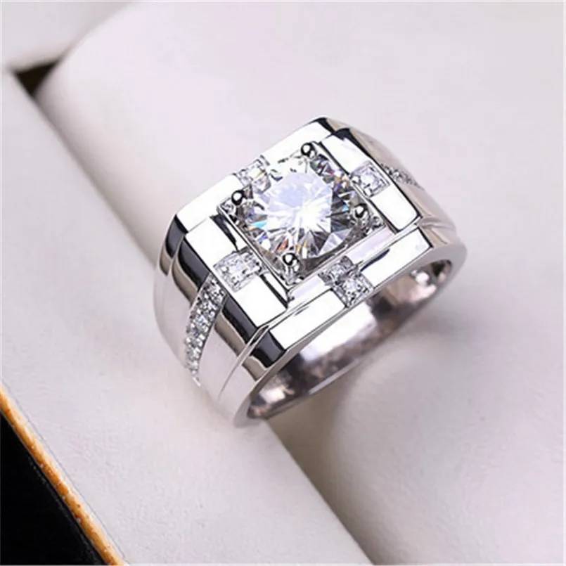 Luxury Silver Gold Round Cubic Zircon Wedding Ring for Men Men Jewelry New Arrivals Rings Wedding & Engagement Jewelry 