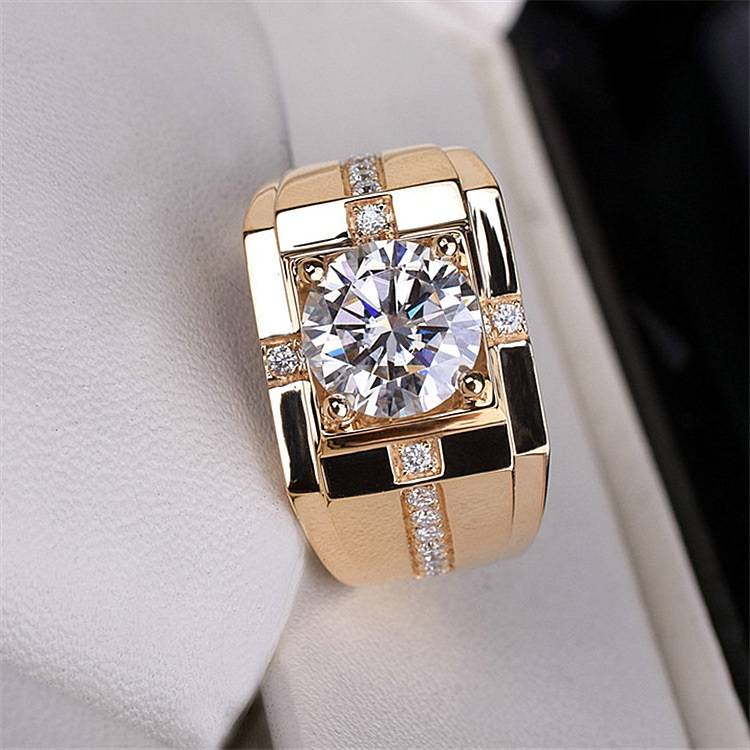 Luxury Silver Gold Round Cubic Zircon Wedding Ring for Men Men Jewelry New Arrivals Rings Wedding & Engagement Jewelry 