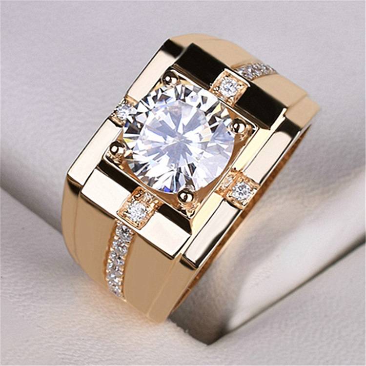 Luxury Silver Gold Round Cubic Zircon Wedding Ring for Men Men Jewelry New Arrivals Rings Wedding & Engagement Jewelry 