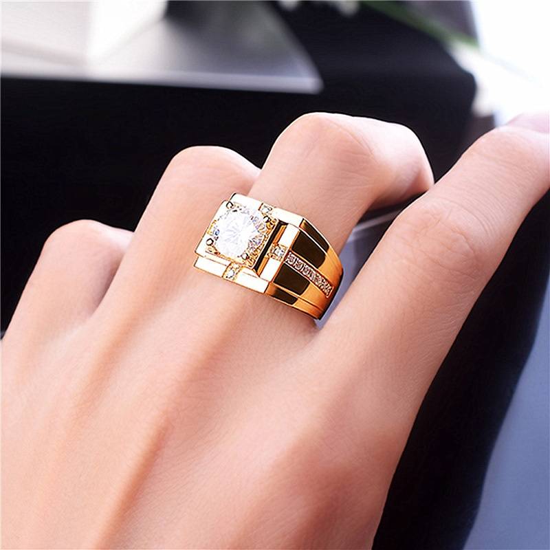 Luxury Silver Gold Round Cubic Zircon Wedding Ring for Men Men Jewelry New Arrivals Rings Wedding & Engagement Jewelry 
