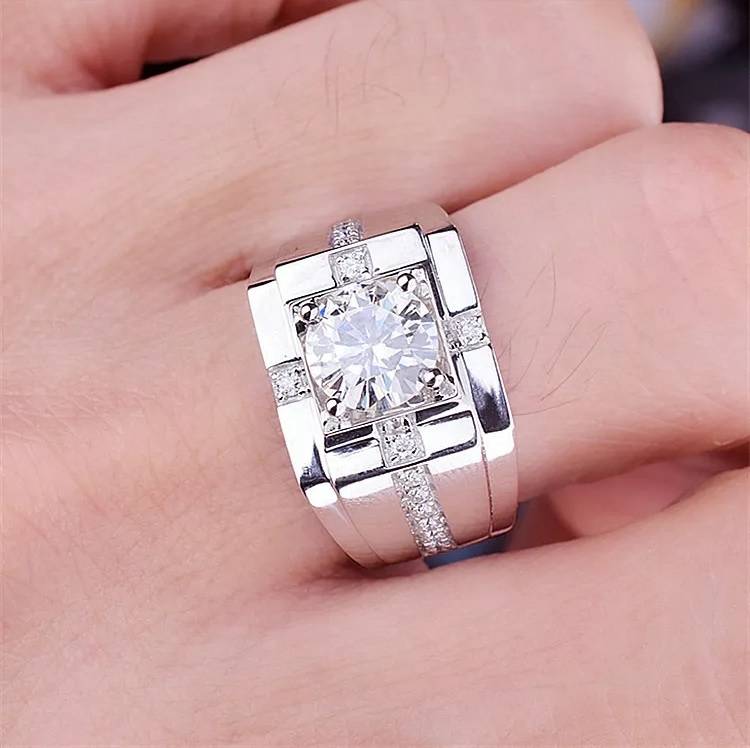 Luxury Silver Gold Round Cubic Zircon Wedding Ring for Men Men Jewelry New Arrivals Rings Wedding & Engagement Jewelry 