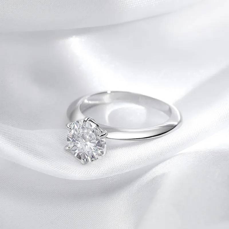 1 Carat D Color Moissanite 18k White Gold Wedding Ring New Arrivals Rings Wedding & Engagement Jewelry Women Jewelry 
