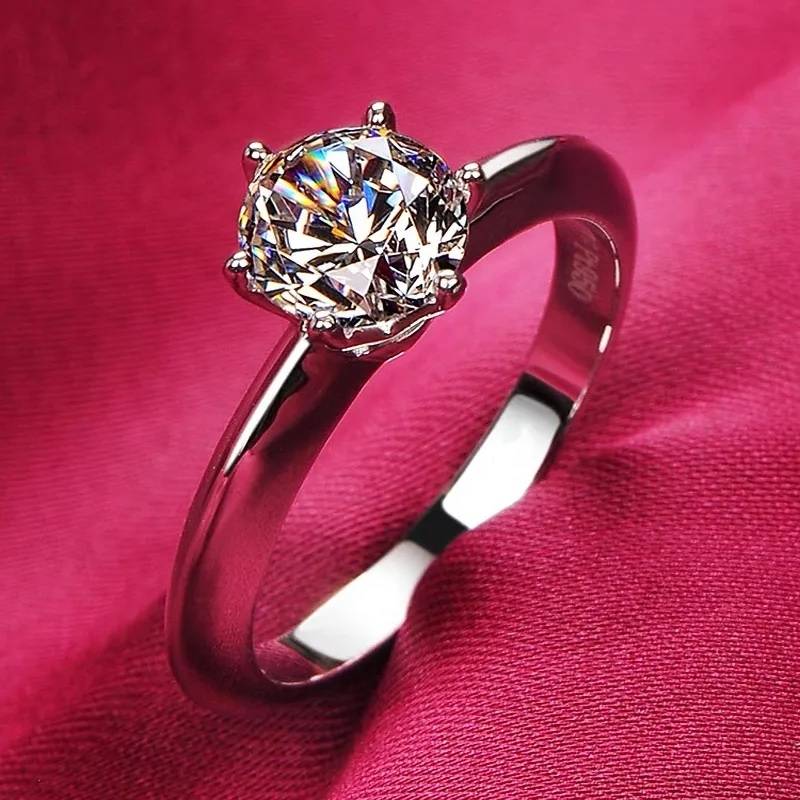 1 Carat D Color Moissanite 18k White Gold Wedding Ring New Arrivals Rings Wedding & Engagement Jewelry Women Jewelry 