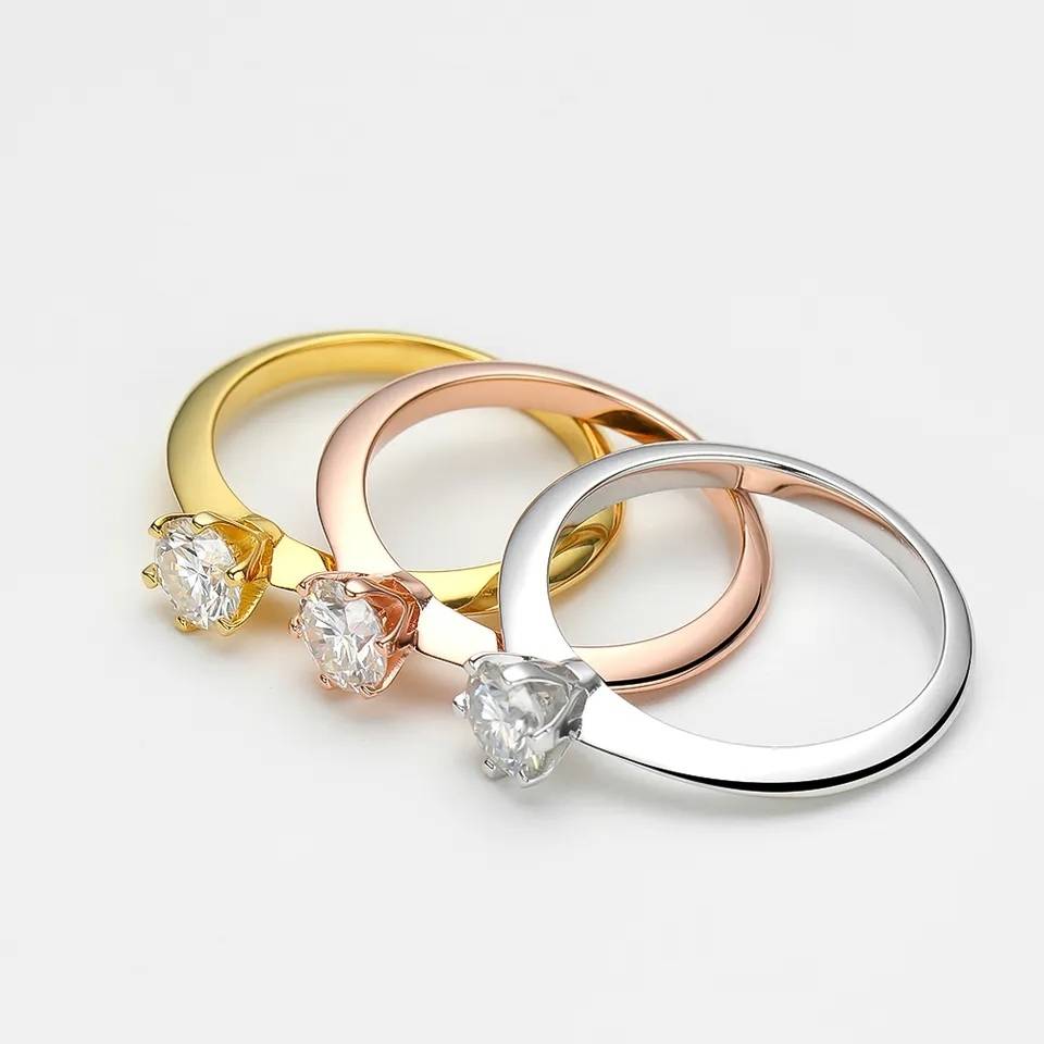 1 Carat D Color Moissanite 18k White Gold Wedding Ring New Arrivals Rings Wedding & Engagement Jewelry Women Jewelry 