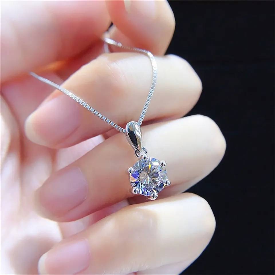 1 Carat Moissanite Pendant Necklace for Women Necklaces New Arrivals Pendants Wedding & Engagement Jewelry Women Jewelry 